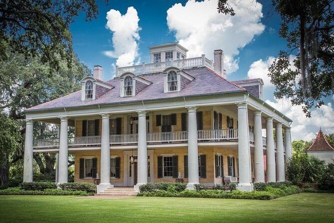 Private Louisiana Plantations Tour with Gourmet Lunch from New Orleans - Destrehan Plantation on Old River Road: Greek Revival with people at the center